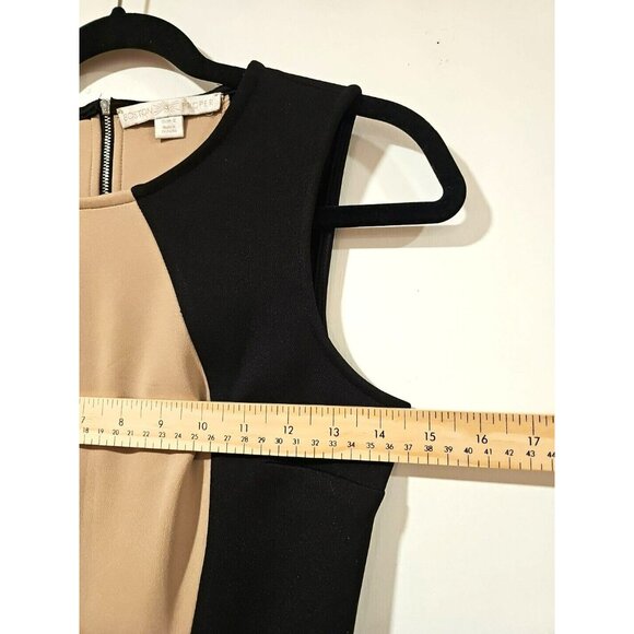 ALT Bella Swan Boston Proper Sheath Dress Sz 2 Bodycon Khaki Brown Black Sexy - Picture 6 of 8
